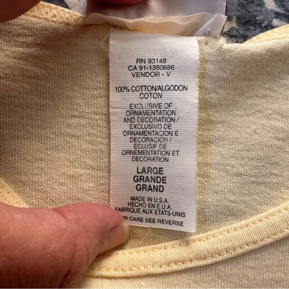 Day Breeze Shirt Vintage Butter Yellow Cat Design Embroidery Cotton Size L - Picture 7 of 9